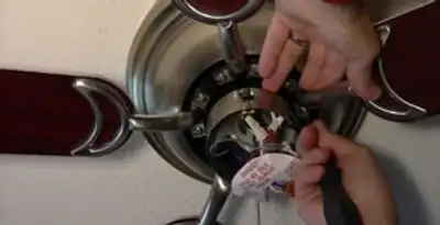 Ceiling fan installation with electrical wiring and mounting by professional electrician in Mesa, AZ