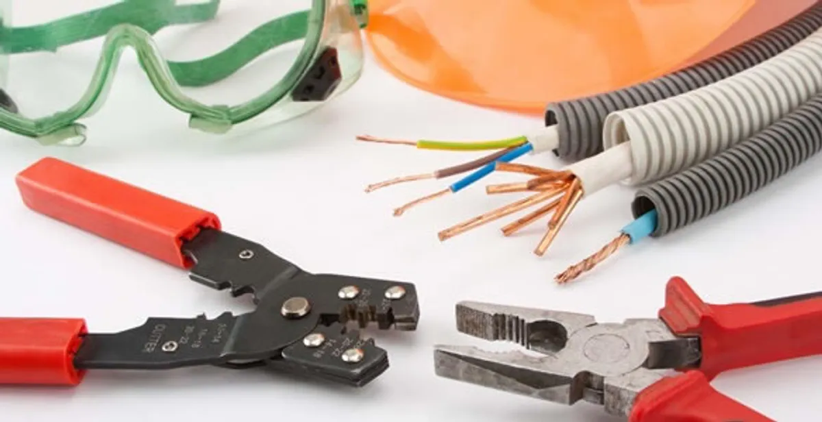 Electrical wiring repair with professional tools and safety equipment in Tempe, AZ