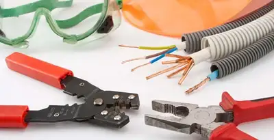 Electrical wiring repair with professional tools and safety equipment in Tempe, AZ