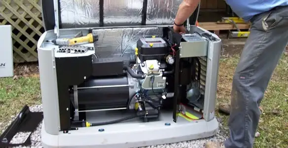generator installation service showing technician connecting and configuring generator components in Mesa, AZ